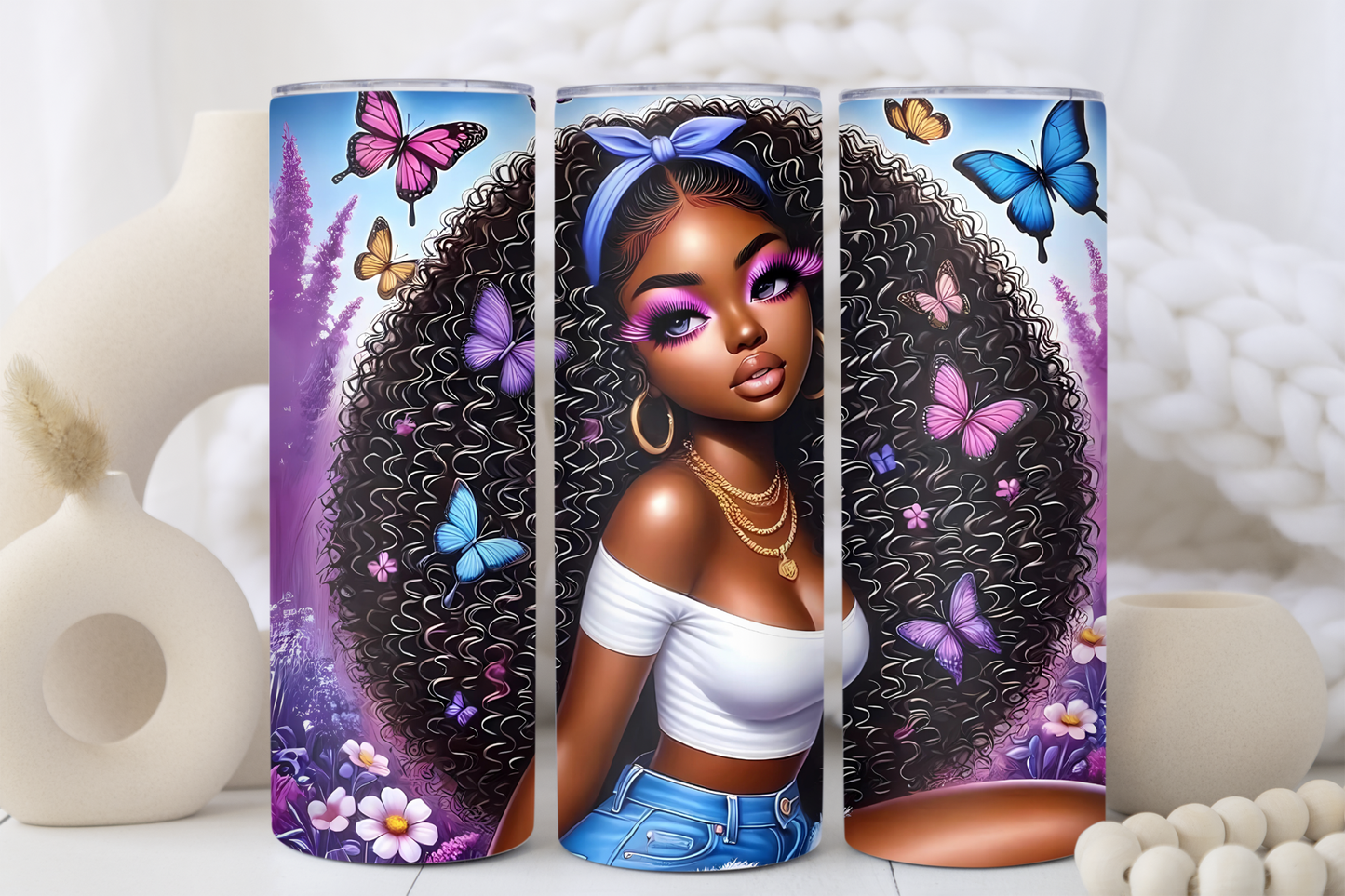 Butterfly Fro 20oz skinny tumbler
